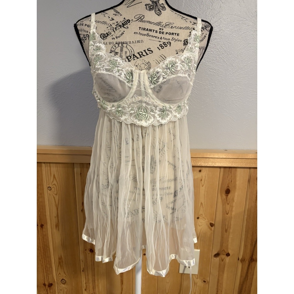 Vintage 90s Victoria Secret Fairy Bridal Pleated Baby Doll Mini Dress Coquette B